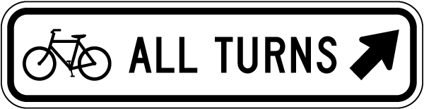 Bicycle All Turns Upper Right Arrow Sign