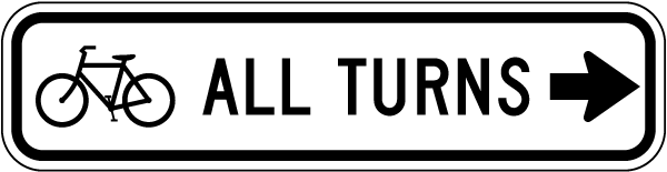 Bicycle All Turns Right Arrow Sign