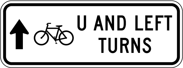 Bicycle U And Left Turns Arrow Sign