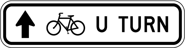 Bicycle U Turn Arrow Sign