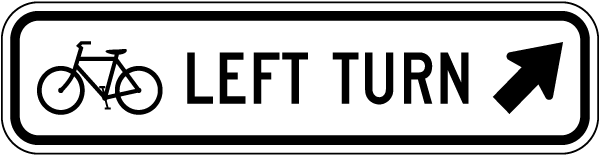 Bicycle Left Turn Upper Right Arrow Sign