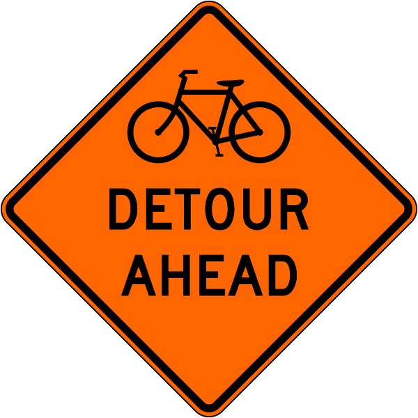 Bike Detour Ahead Sign