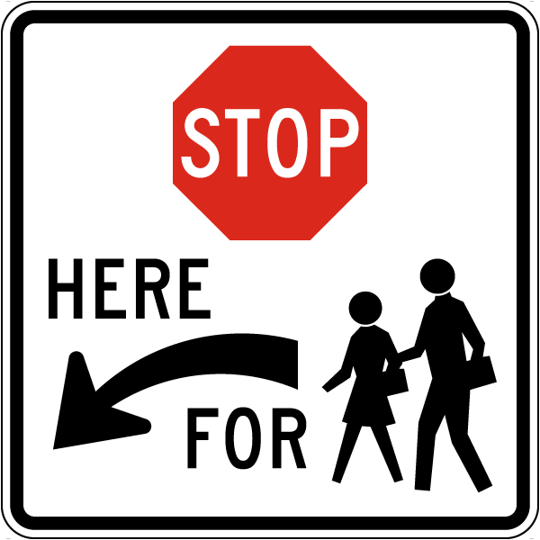 Stop Here For School Crossing Left Arrow Sign