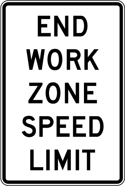 End Work Zone Speed Limit Sign