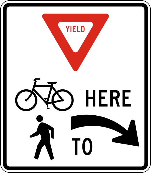Yield Here To Trail Crossing Right Sign
