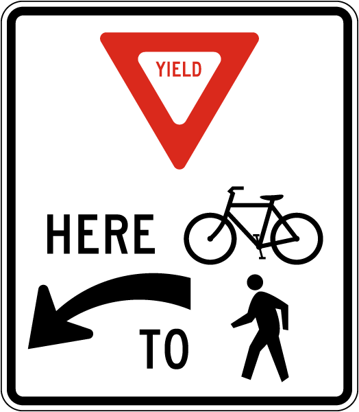 Yield Here To Trail Crossing Left Sign