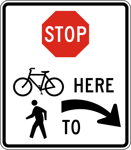 Stop Here To Trail Crossing Right Sign