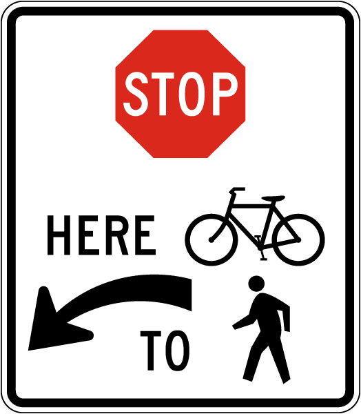 Stop Here To Trail Crossing Left Sign