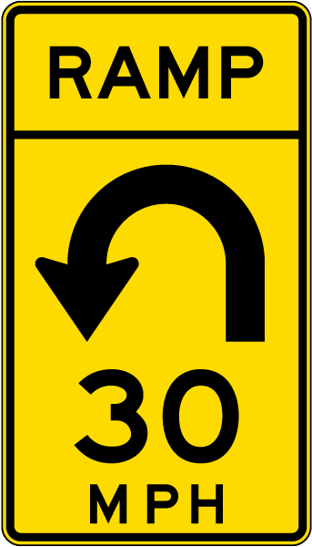 Advisory Ramp Speed 30 Mph Left Loop Sign
