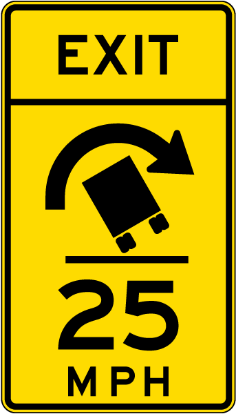 Advisory Truck Exit Speed 25 Mph Right Sign
