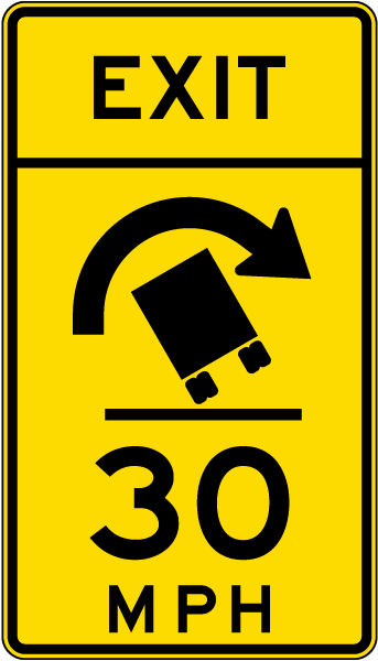 Advisory Truck Exit Speed 30 Mph Right Sign