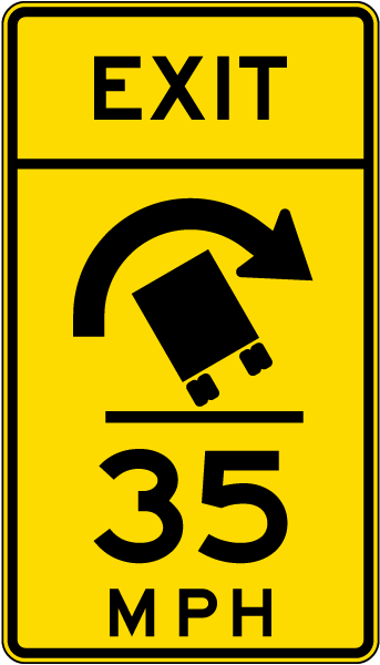 Advisory Truck Exit Speed 35 Mph Right Sign