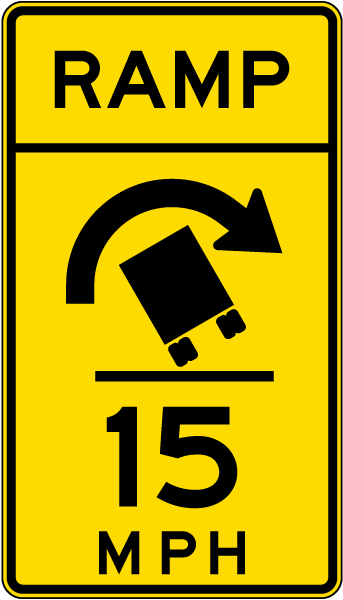 Advisory Truck Ramp Speed 15 Mph Right Sign