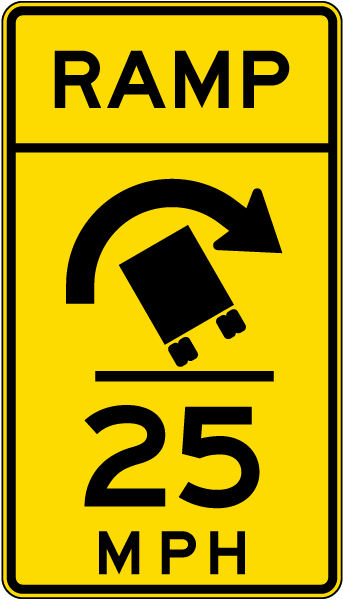 Advisory Truck Ramp Speed 25 Mph Right Sign