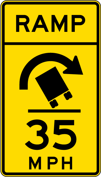 Advisory Truck Ramp Speed 35 Mph Right Sign