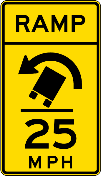Advisory Truck Ramp Speed 25 Mph Left Sign