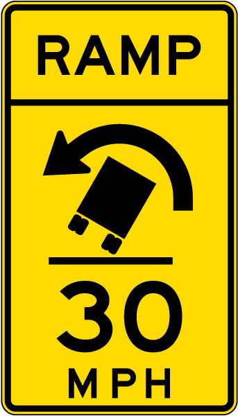 Advisory Truck Ramp Speed 30 Mph Left Sign