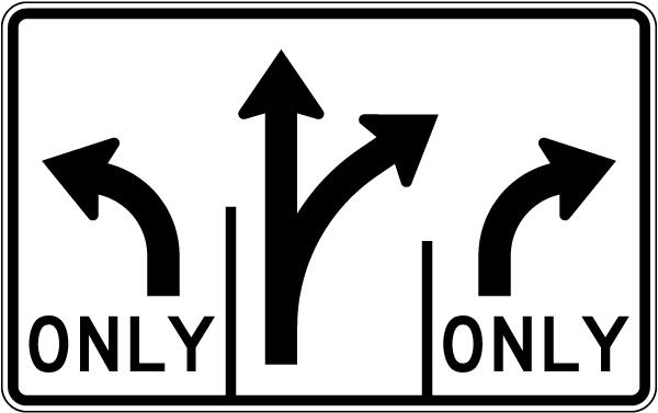 Advance Intersection 3 Lane Control Right Sign
