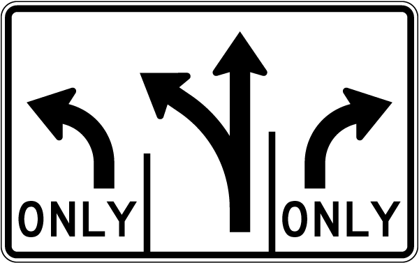 Advance Intersection 3 Lane Control Left Sign