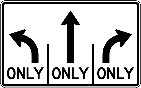Advance Intersection 3 Lane Control Sign