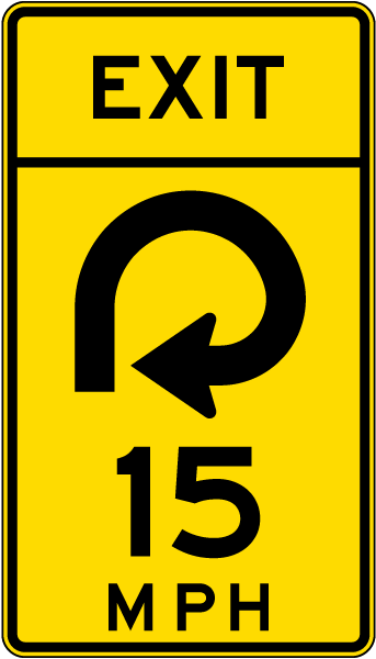Advisory Exit Speed 15 Mph Reverse Curve Right Sign