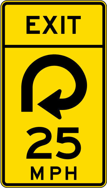 Advisory Exit Speed 25 Mph Reverse Curve Right Sign