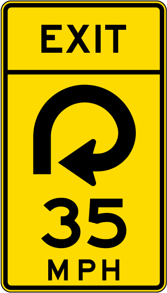 Advisory Exit Speed 35 Mph Reverse Curve Right Sign