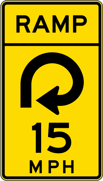 Advisory Ramp Speed 15 Mph Reverse Curve Right Sign