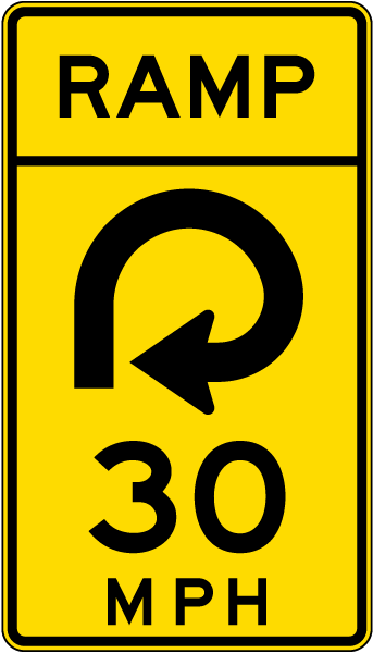 Advisory Ramp Speed 30 Mph Reverse Curve Right Sign