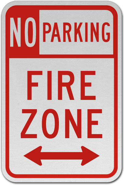 No Parking Fire Zone (Double Arrow) Sign