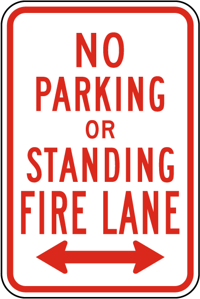 No Parking Fire Lane Double Arrow Sign
