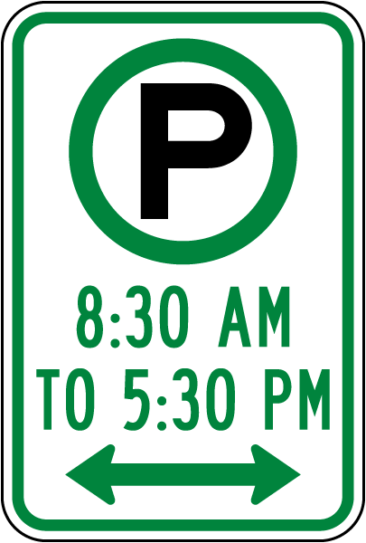 Pay Parking 8:30AM to 5:30PM Double-Arrow Sign