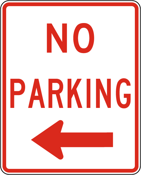 Texas No Parking to the Left Sign