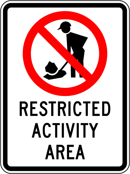 Texas Restricted Activity Area Sign