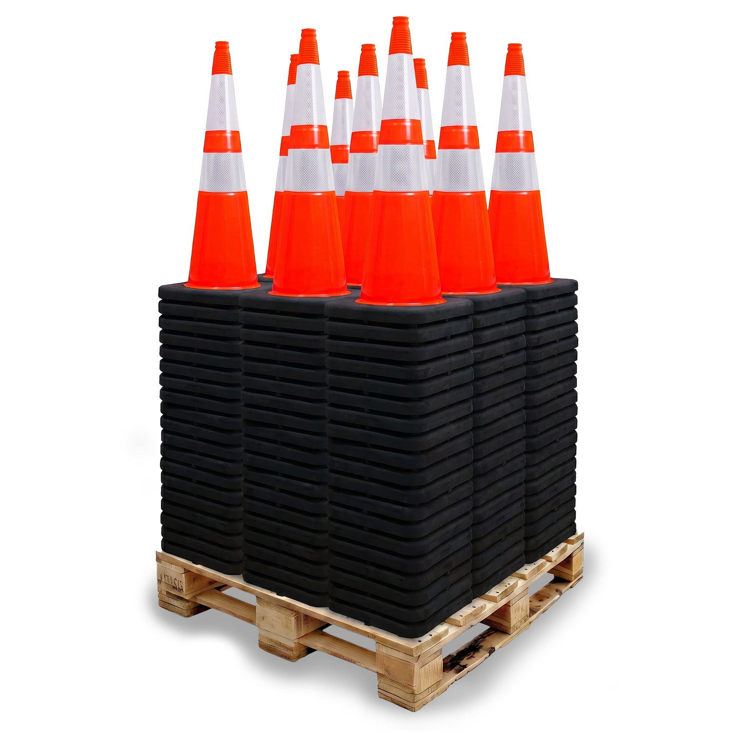 Pallet Bundle - 28" Elite 3M Sheeting Traffic Cone w/ Black Base, 7lbs