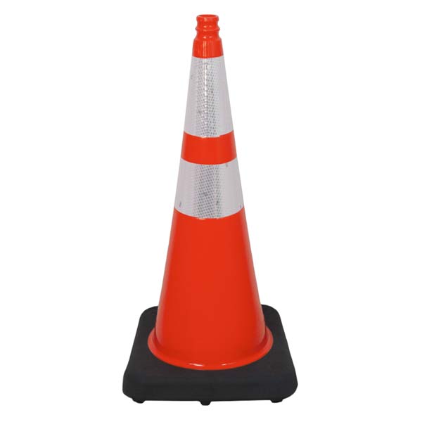 28" Slim Line Orange Traffic Cone w/ Black Base, 10lbs