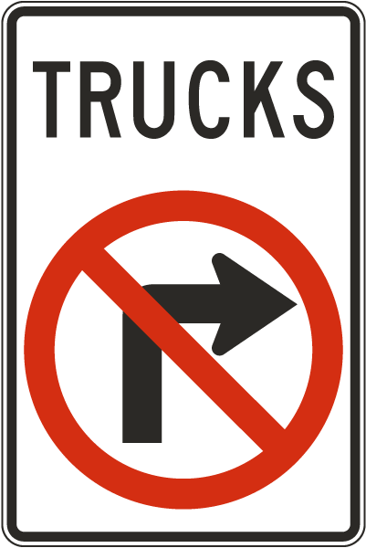 Trucks No Right Turn Sign