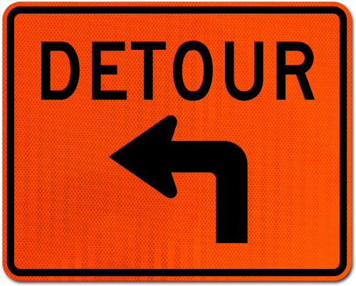 Detour Left Turn Sign