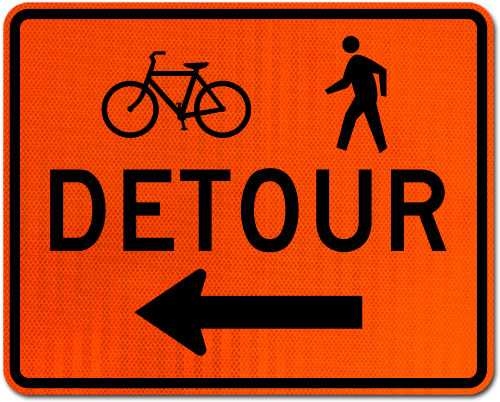 Bike / Pedestrian Detour Sign (Left Arrow)