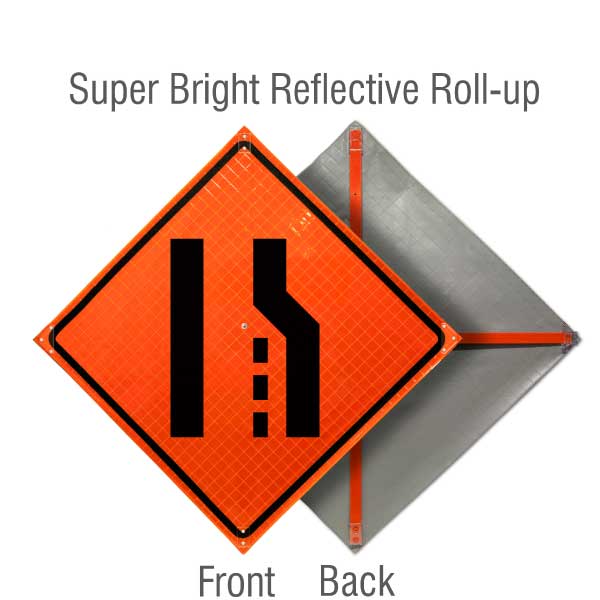 Right Lane Ending Symbol Roll-Up Sign