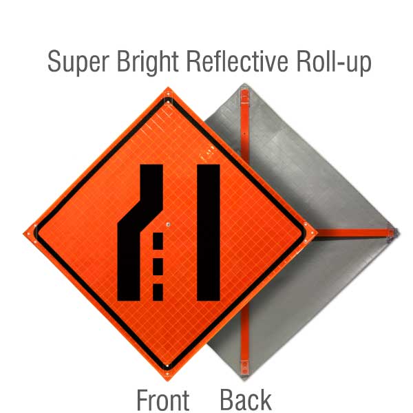 Left Lane Ending Symbol Roll-Up Sign