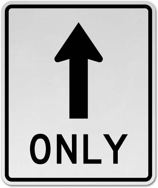 Straight Thru Only Sign