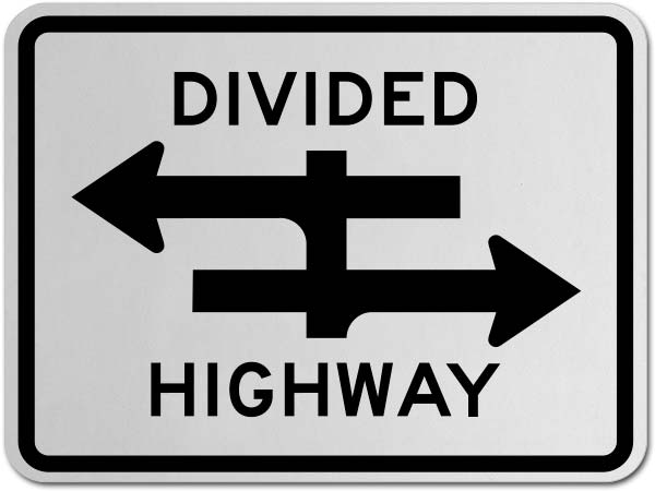 Divided Highway Crossing Sign