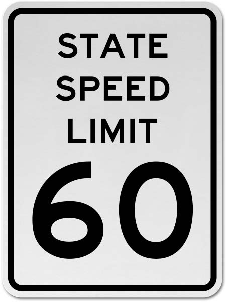 State Speed Limit 60 Sign