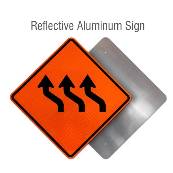 Three Lane Reverse Curve Left Sign