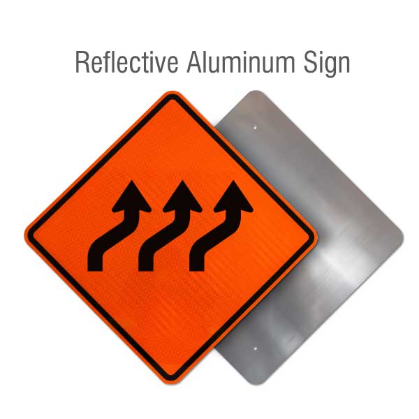 Three Lane Reverse Curve Right Sign
