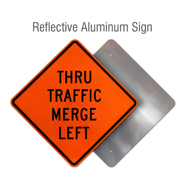 Thru Traffic Merge Left Sign