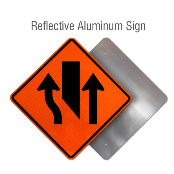 Center Lane Closed Ahead Sign