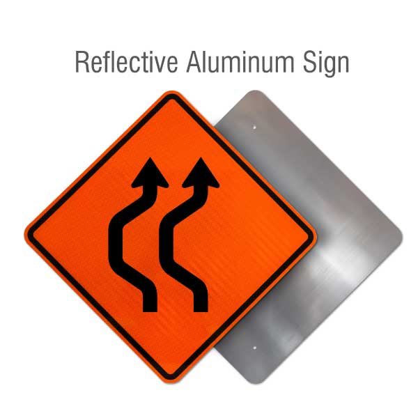 Two Lane Double Reverse Curve Left Sign