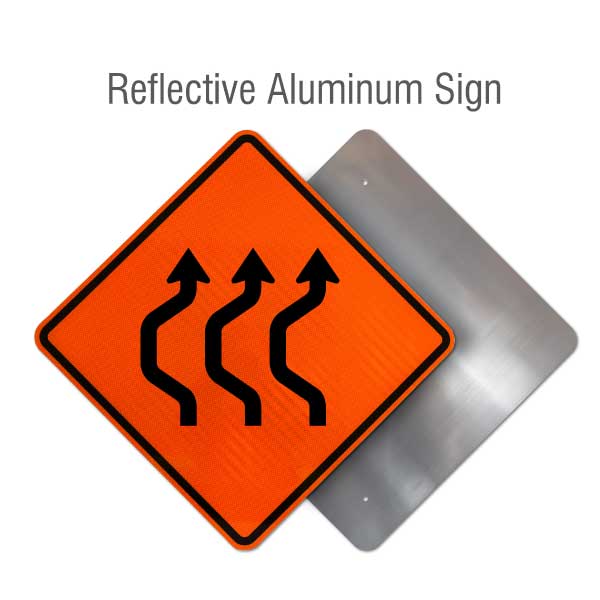 Three Lane Double Reverse Curve Left Sign
